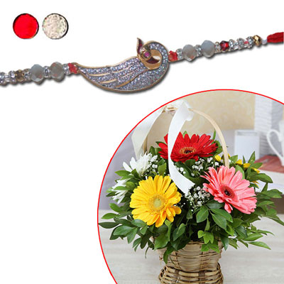 "RAKHIS -AD 4310 A (Single Rakhi), Flower Basket - Click here to View more details about this Product